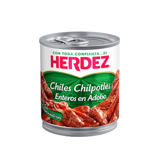 Chiles chipotle entero en adobo Herdez, presentación de 198 g
