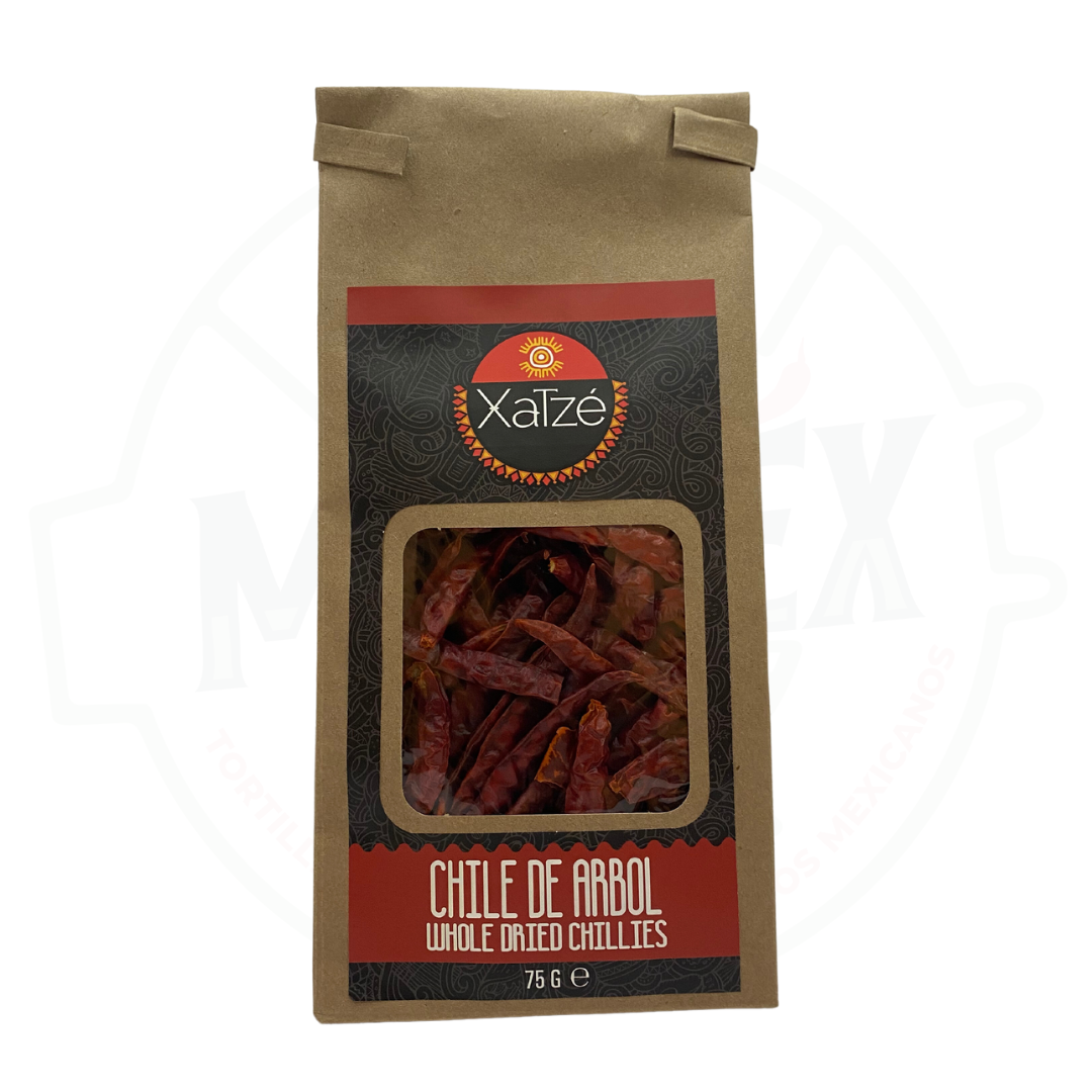 Chiles de árbol secos Xatze, presentación de 75 g