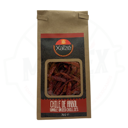 Chiles de árbol secos Xatze, presentación de 75 g