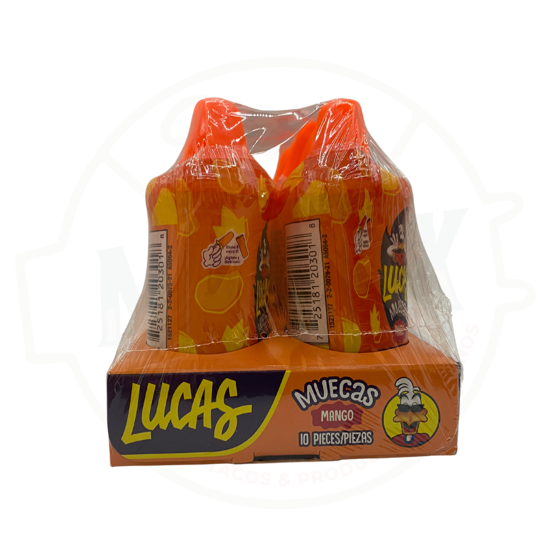 Lucas Muecas sabor mango, presentación de 10 unidades