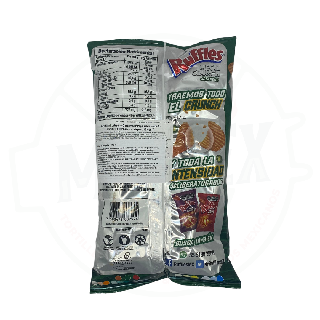 Ruffles jalapeño "Mega crunch", presentación de 48 g