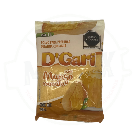 Polvo para preparar gelatina sabor mango D'Gari, Presentación 120 g